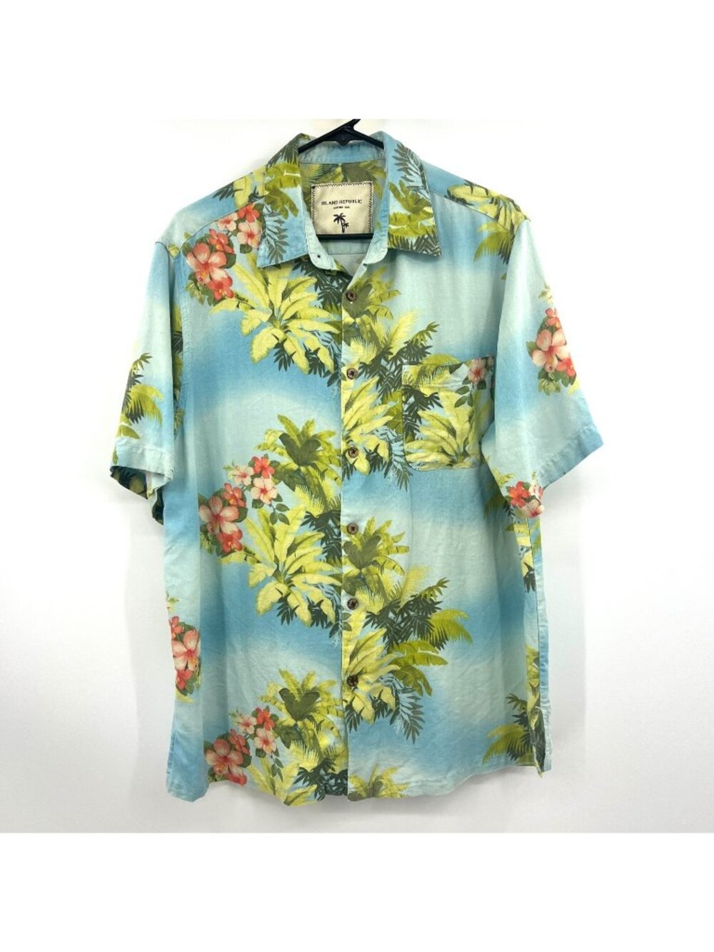 Island Republic Vintage Silk Floral Hawaiian Button Front Shirt Men's XL